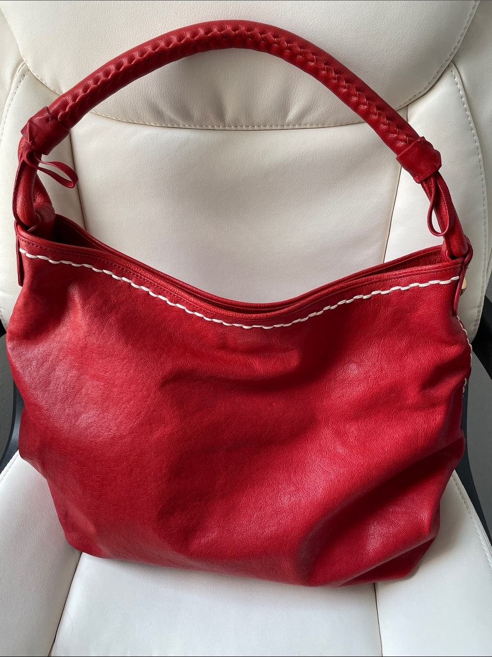 Tre Vero Red Leather Hobo Bag